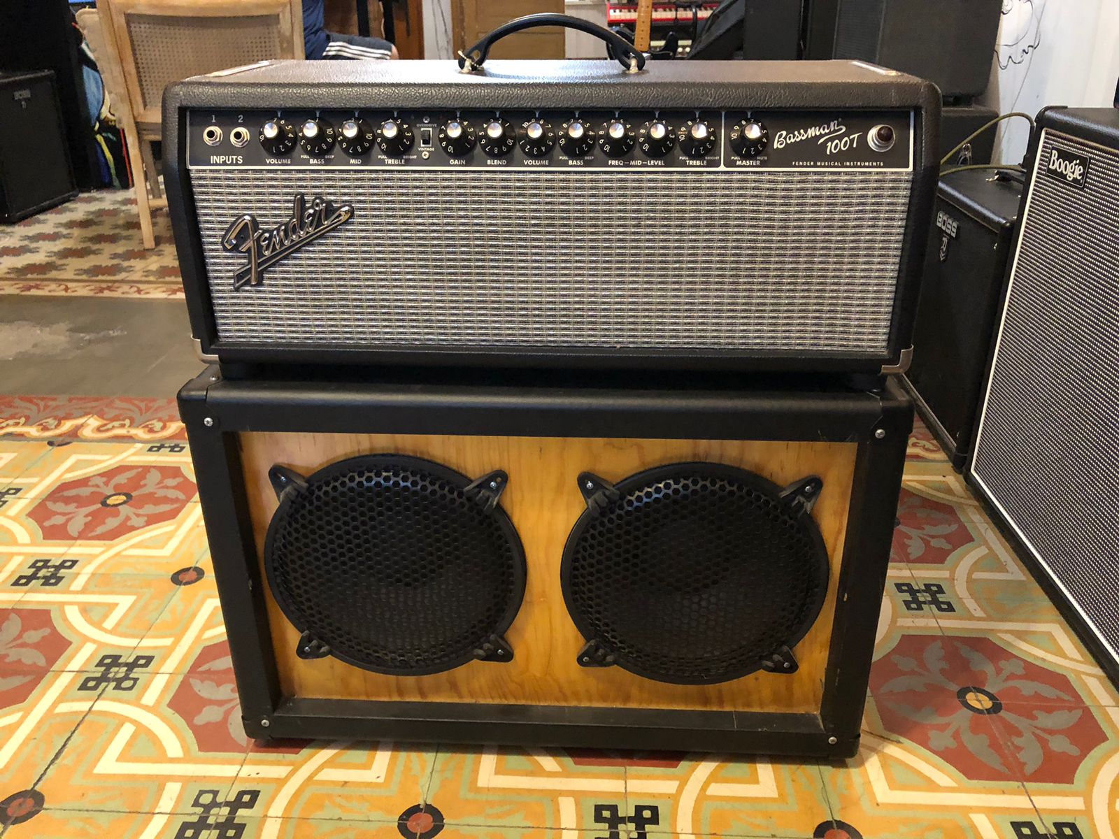 Fender Bassman 100T 100-Watt Tube Cabezal + Gabinete 2 Bocinas USADOS